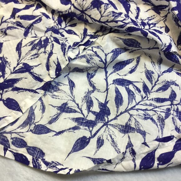 Caffe Marrakesh Blouse Top Sz L Womans Blue Leaf Print Ruffle V-neck Sleeveless - Picture 11 of 14